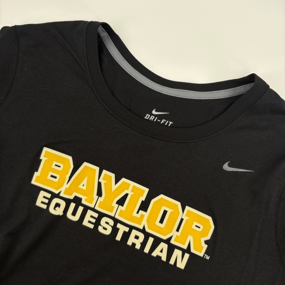 Nike Baylor Equestrian Shirt Womens Medium Black Excellent Dri-FIT Long Sleeve - Picture 2 of 10